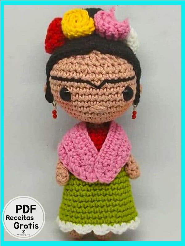 Frida Kahlo Receita Boneca Amigurumi PDF Gratis 