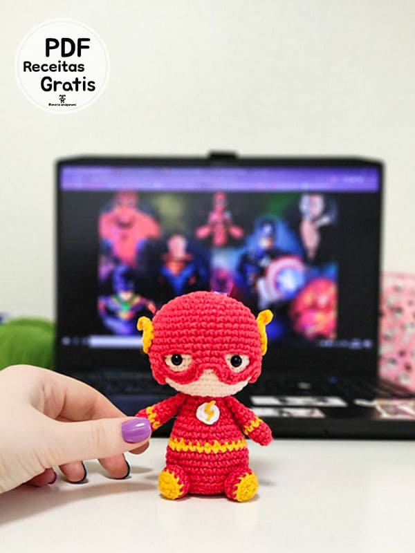 The Flash Boneca de Croche Amigurumi PDF Receita Grátis