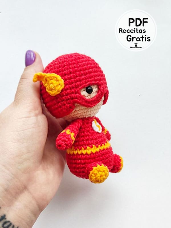 The Flash Boneca de Croche Amigurumi PDF Receita Grátis